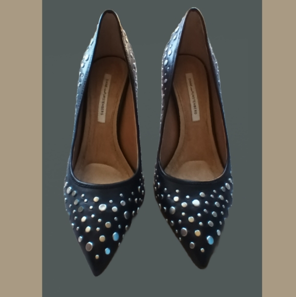 Diane Von Furstenberg Black Studded Heels - Picture 2 of 6